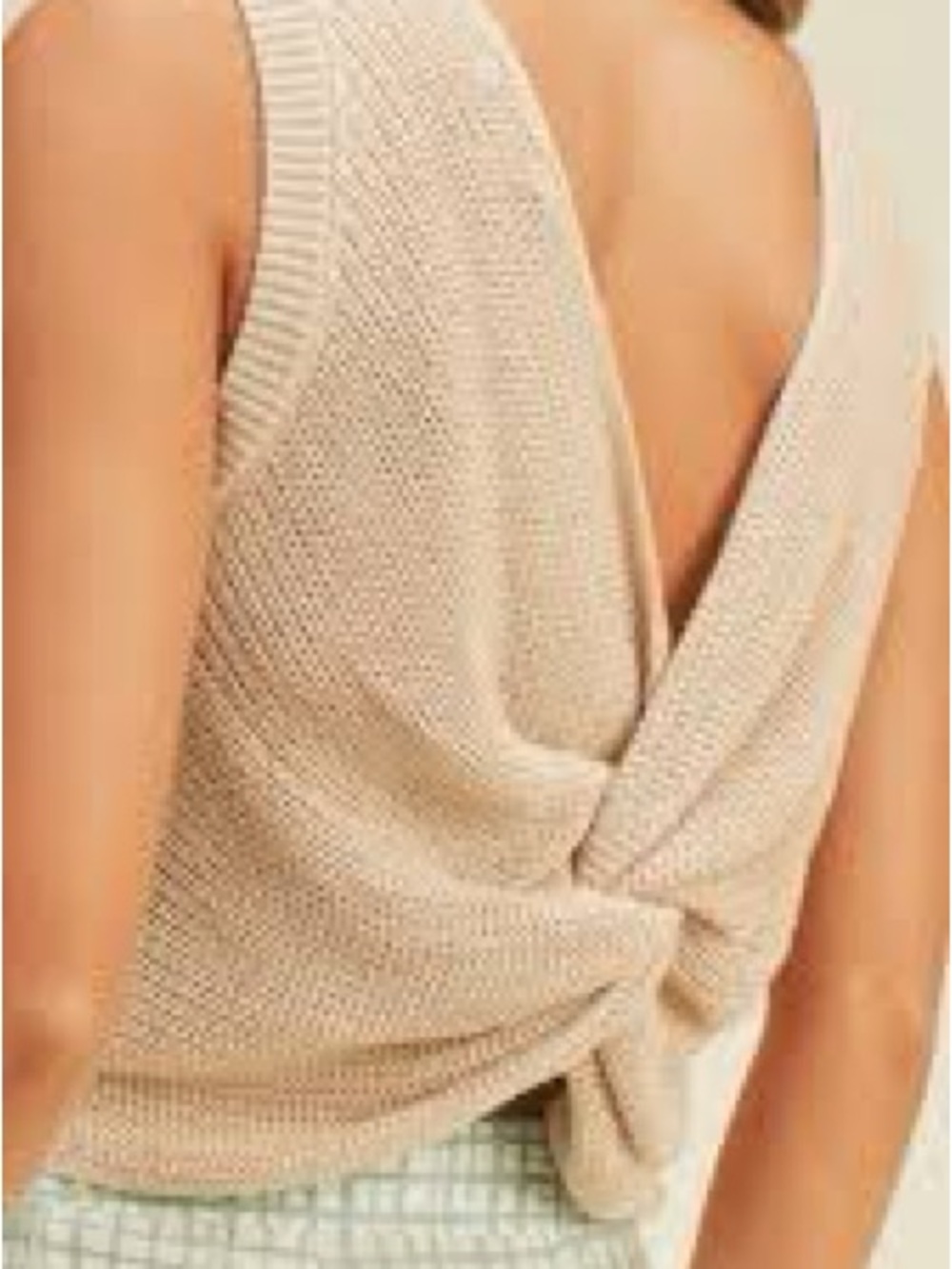 Greylin Cream Twist-Back Knit Tank